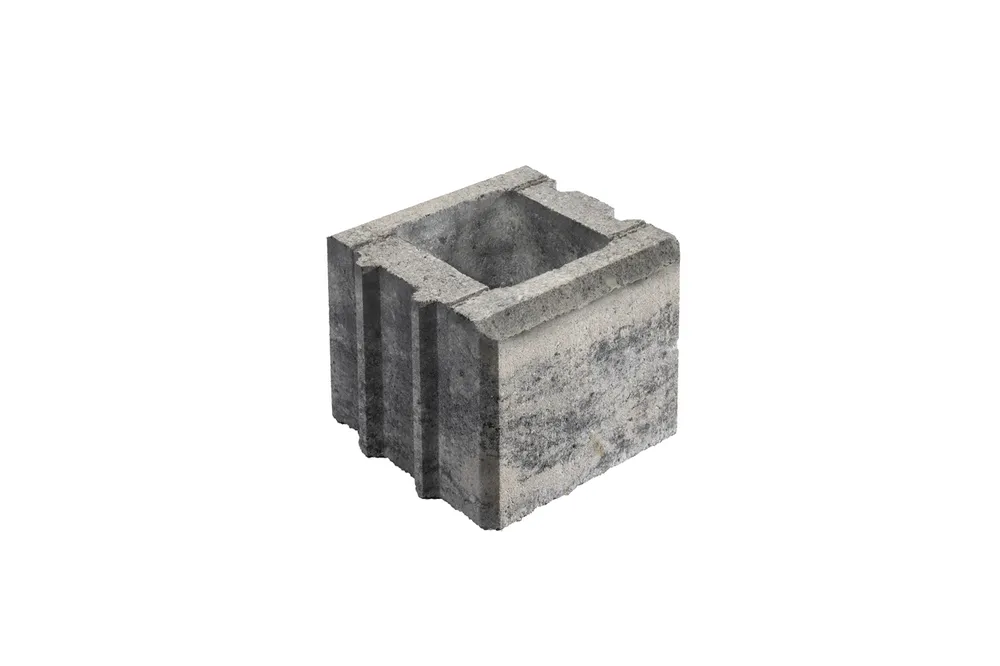 Bellamur Halbstein 25x25x20 cm Weiß-Anthrazit Melange mit Fase