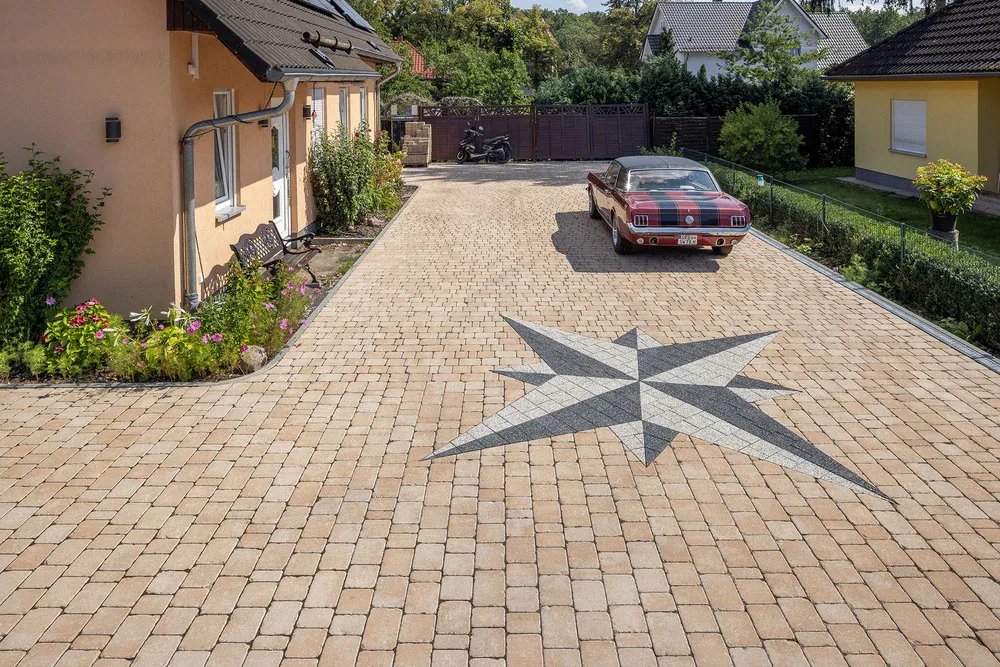 Berding Vario Pflaster Antik sand/beige nuanciert 5-Stein-System 8 cm