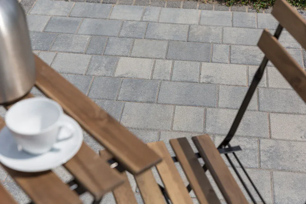 Berding Vario Pflaster grau/schwarz nuanc. 5-Stein-System 8 cm